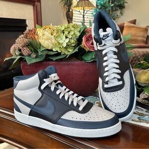 Brand New Nike Court Vision Mid Sneakers Retro 80s Basketball Lace Up Navy Black